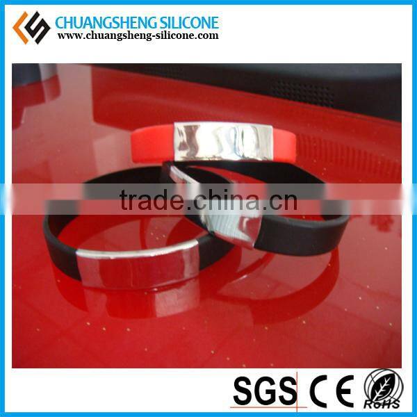 2016 hot selling promotional gift silicone engravable Stainless Steel Sheet, cool fashion bracelet, beautiful wristband