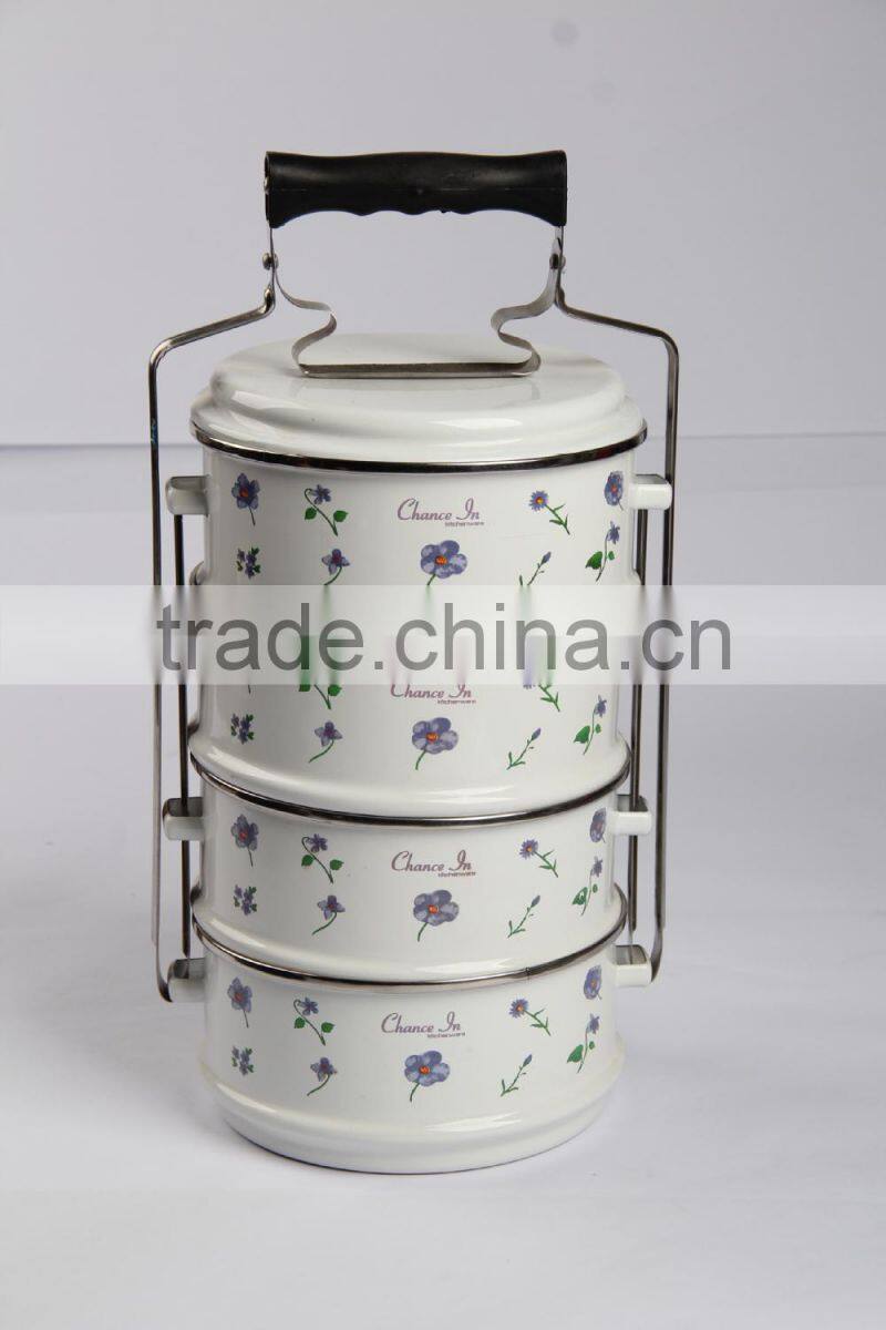 14-20cm 2pcs 3pcs 4pcs set portable enamel lunch box food tiffin carrier