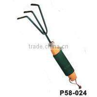 3 tine personalized mini garden metal rake with hardwood handle