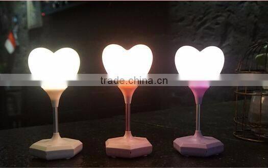 2017 new Rechargeable usb 1500mah romantic love heart shape led night light