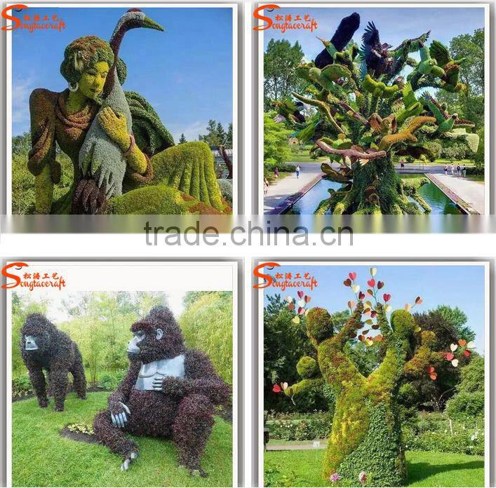 Latest design outdoor artificial grass animal topiary wire frame for landscape decoration