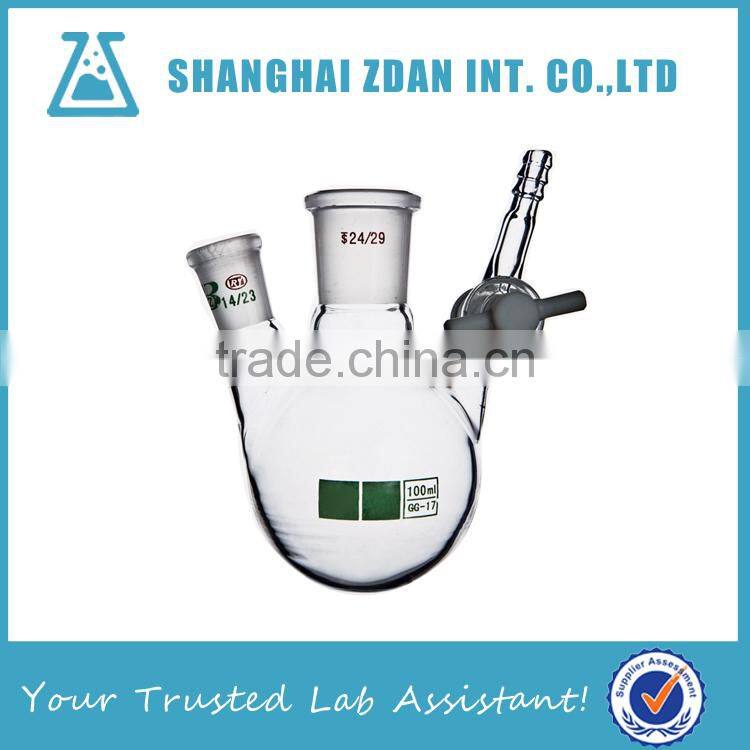 Reaction Flask,Two Necks,Round Bottom, PTFE Stopcock,Heavy Wall