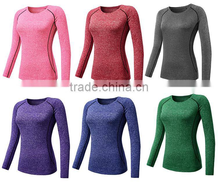 Custom comfortable professional Blank long sleeve women fitness gym sport t-shirt