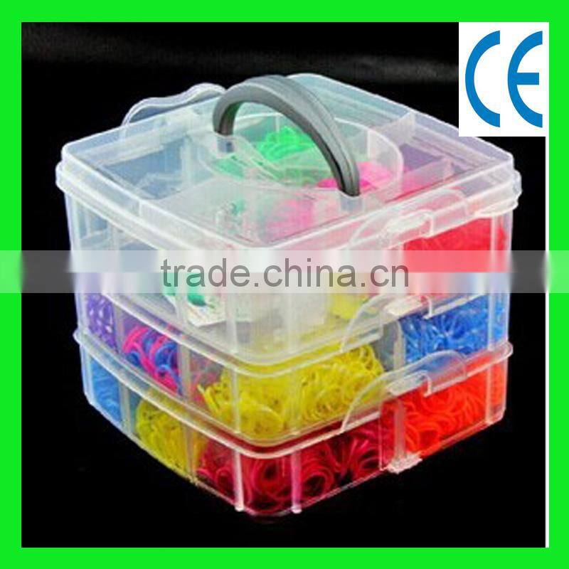 rainbow color silicone band loom kits/ DIY rainbow rubber band bracelet /colorful latex free loom bands