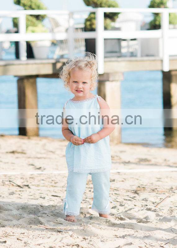 Whoesale Pink and Light Blue Boutique Baby Girl Clothes Sets