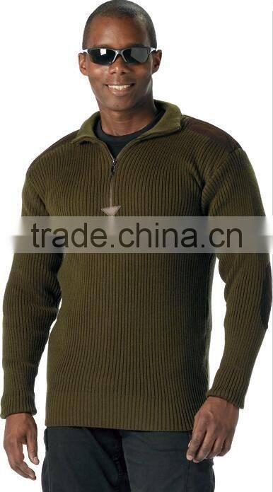wholesale black acrylic quarter zip military style pullover sweater