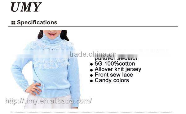 Pullover knitwear new fashion 2014 cotton knitted girls sweater