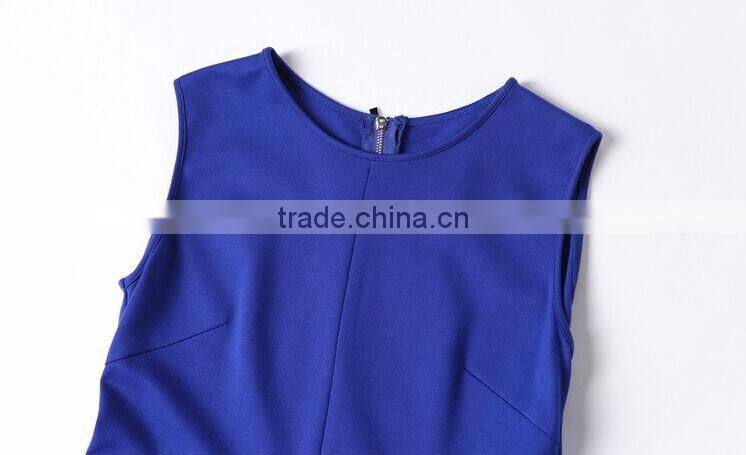 F20051A Round neck sleeveless dress embroidered gauze women dress