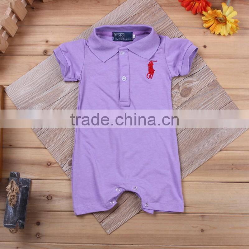 Many Colors Small Lapel Short Sleeve Baby Boy Apparel Clothes Set Romper