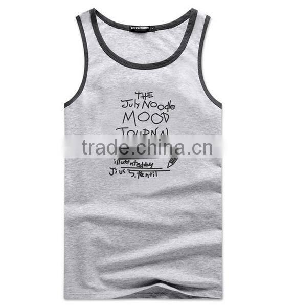 2017 New Fashion Design OEM Customized 3D Print Your Own Brand LogoSportswear 95%Cotton 5%Spandex Plain Gym Stringer Men Singlet