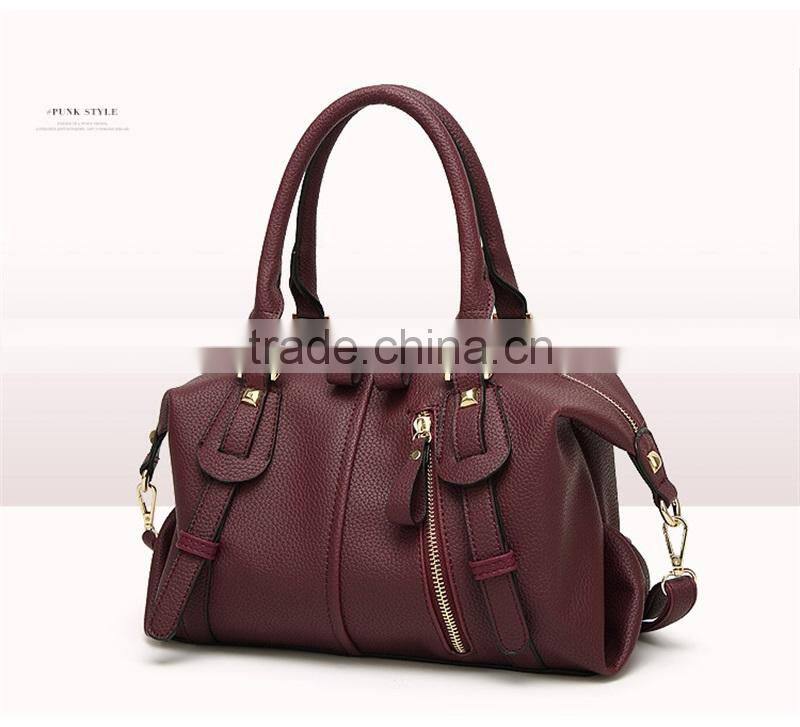 China Leather Handbag Wholesale Price Quality Leather Boston Bag Women Tote Bag Handbags
