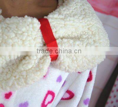 Heart-shaped printed coralfleece bathrobe