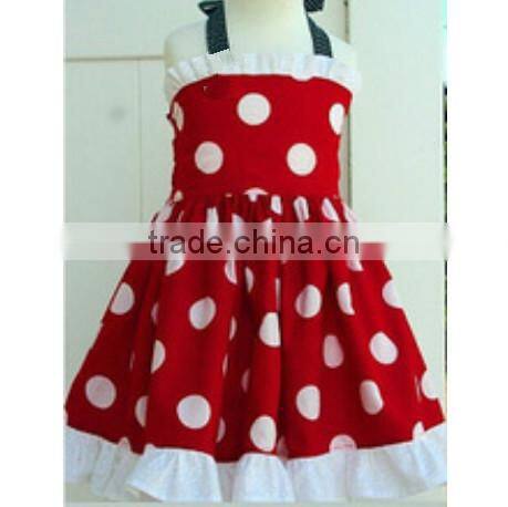 Kids Top Clothes Brands Sleeveless A-line Dress solid color European latest children dress designs red solid color girls dresses