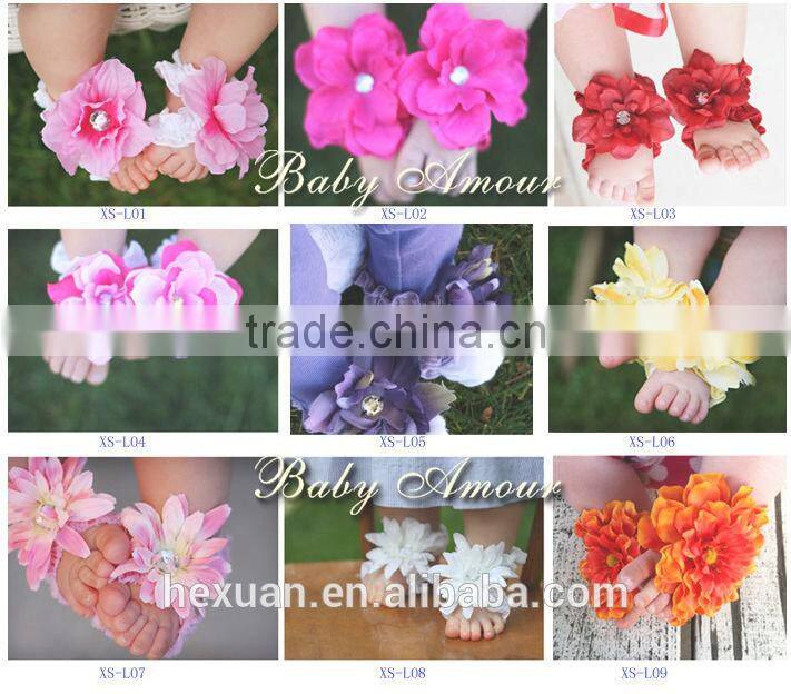 Baby girls Barefoot Sandals Shoes PVC Flower Baby PreWalker Infant Toddler Shoes For photoes