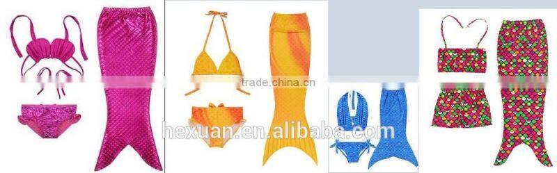 2017 Sexy Swimwear Custom Girl's 3pcs Mermaid Tail Rainbow Princess Bikini Children Bathing Suit Child Cute Swimsuit Kids