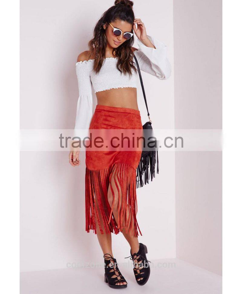 2015 New style long sleeve crop top wholsale off shoulder top