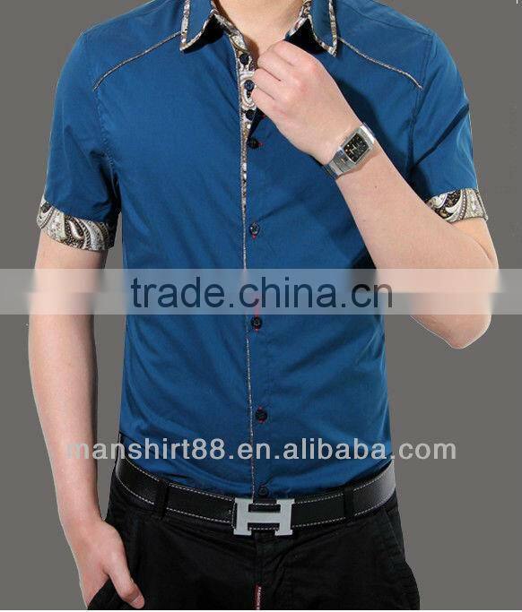 Stylish short sleeves pleated shoulder casual shirt