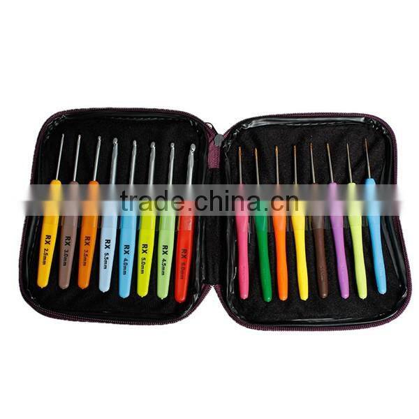 Custom 16pcs 2.50-6.0mm Plastic Crochet Hook Set with PU Pouch