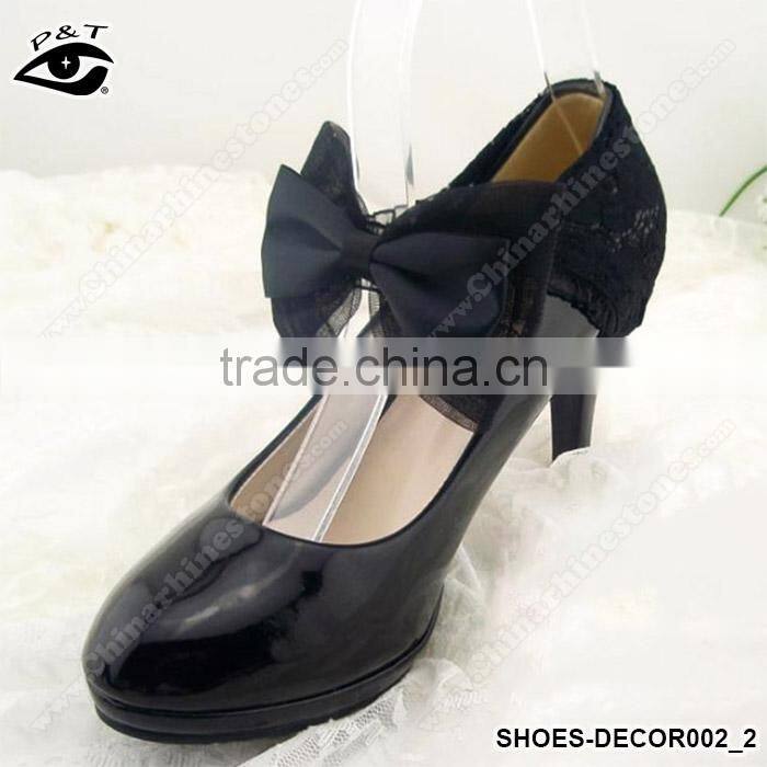 Black vintage lace flowers cover for wedding shoe clips Decoration Ornament with Metal Clip Shoe Charms