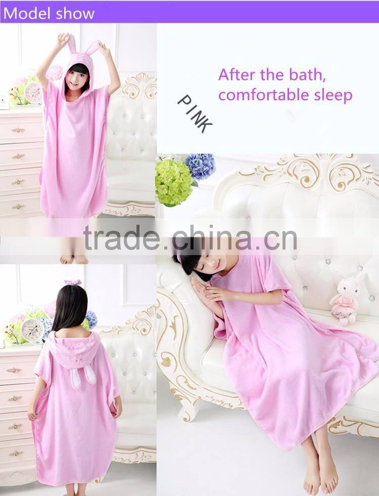 Kids towel poncho 100% cotton towelling fabric embroidered