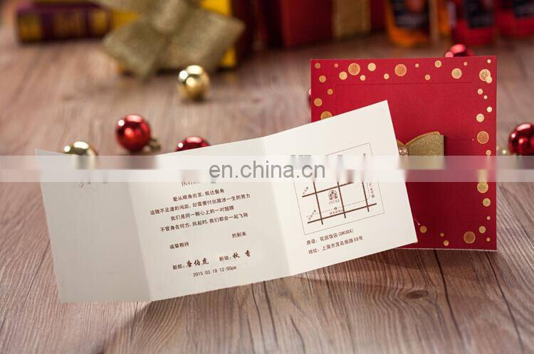 Red bow design business card wedding invitation card