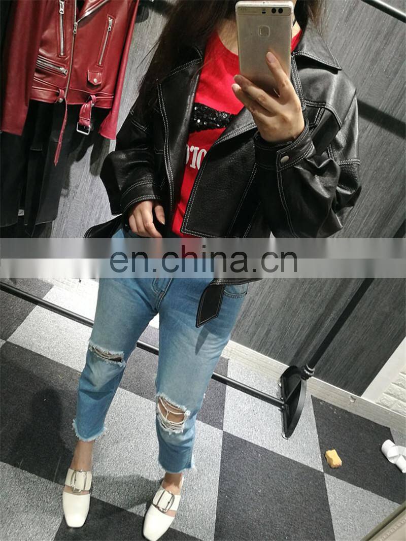 Ladies Latest Fashion Girl Casual Leather Jacket Real Women Leather Jackets