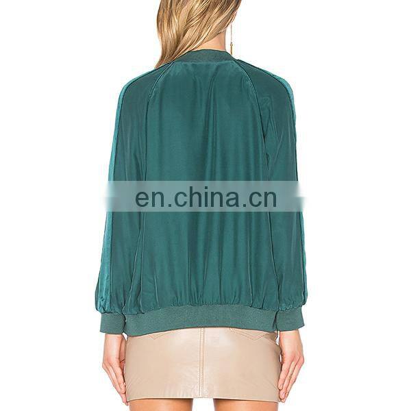 Oem 2017 ribbed trim jacket bomber jacket women jackets for women