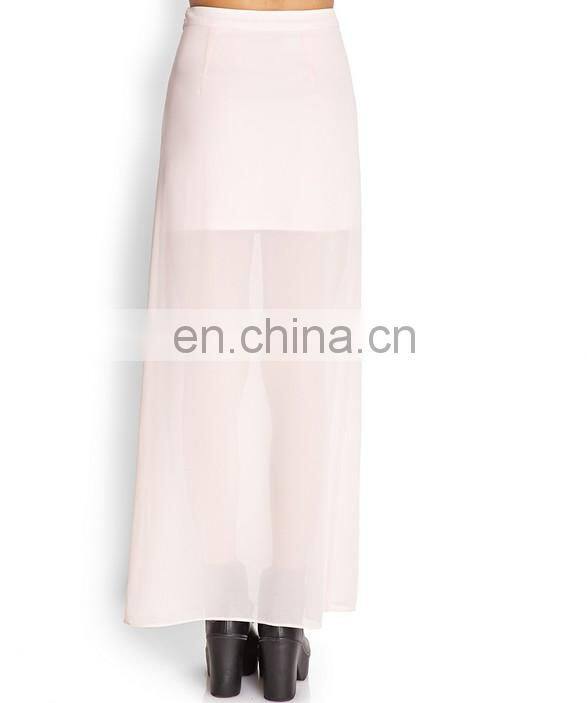 wholesale pictures of long skirt latest design lady skirt split sheer chiffon maxi skirt