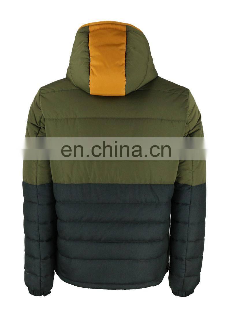 Outdoor sport man winter jacket wear and gentleman padding jacket with hood