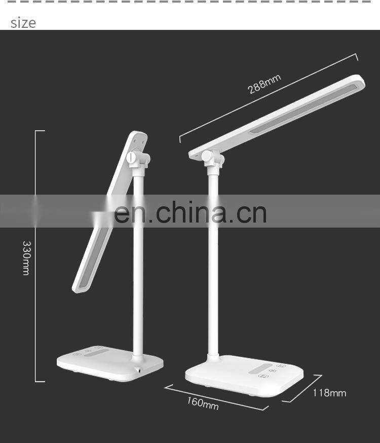Flexible hotel led desk Reading Book light dimming lamp with usb charging port office desk foldable lamp touch control
