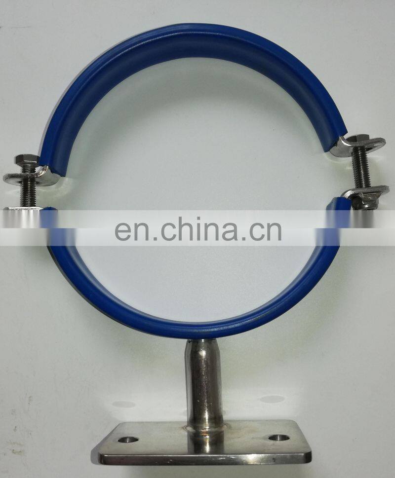Sanitary Stainless Steel Pipe Clamp with insert with pipe hanger or with FNPT pipe for extraction rack