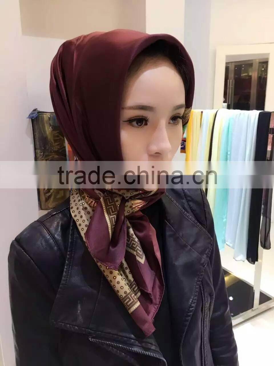 NEW 110*110CM Turkey silk muslim square scarf