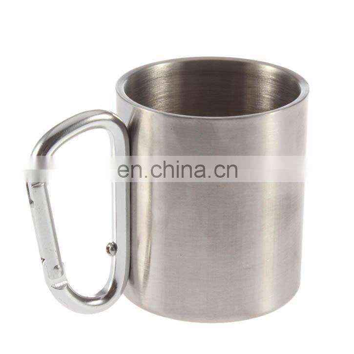 Stainless Steel Coffee Mug Wholesale Gift Cup Carabiner Hook Double Wall Travel Mug