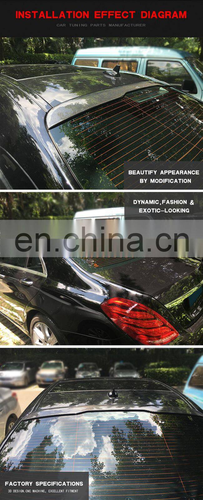Carbon Fiber car window roof spoiler for Mercedes Benz W222 S400 S65 AMG 14-16 (Fits: W222)