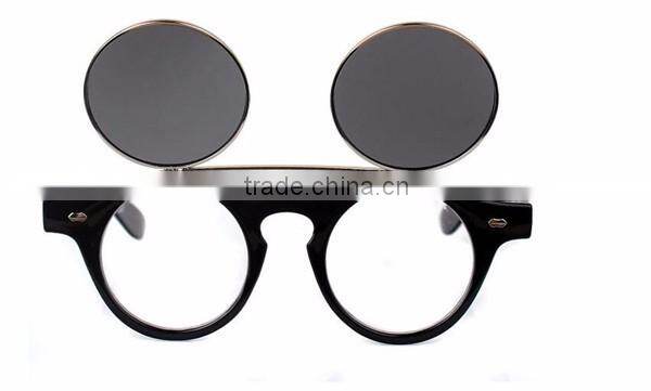 cheap promotional steam punk logo print renovate double lens sunglasses