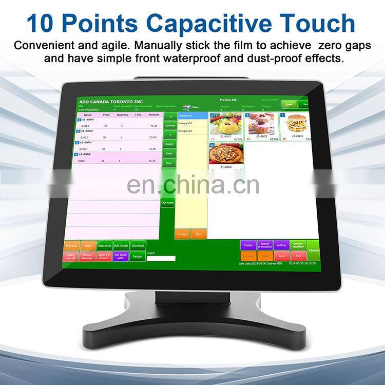 China 15 Inch Dual Screen With Printer Restaurant Retail Capacitive Touch Screen Window Pos System