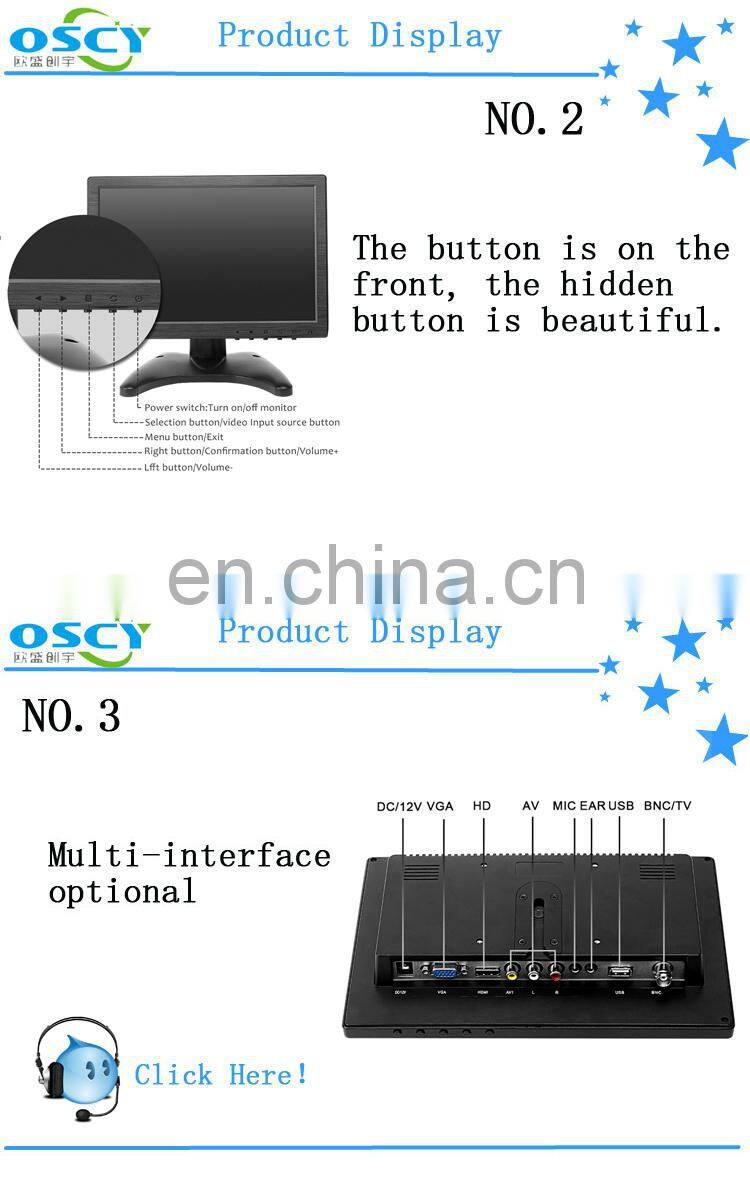 10.1'' Bnc Input Pos Second Lcd Led Display Customer Video Store Cheap Touch Screen Monitor