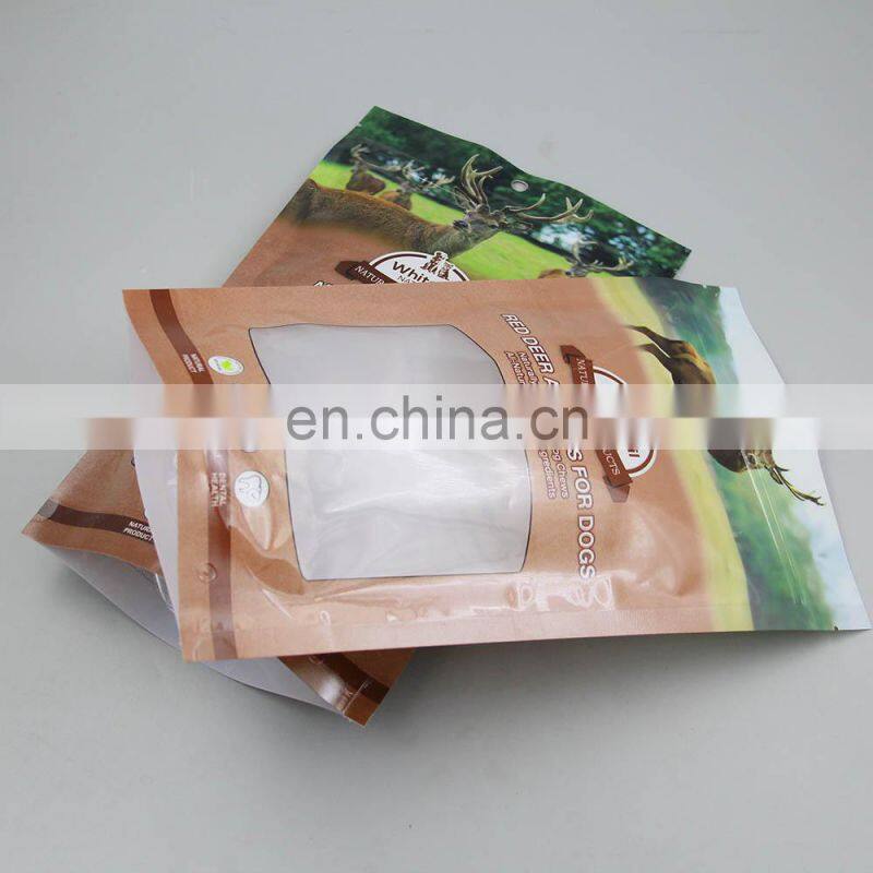 Customized food packaging bag composite zipper stand up pet food packaging bag