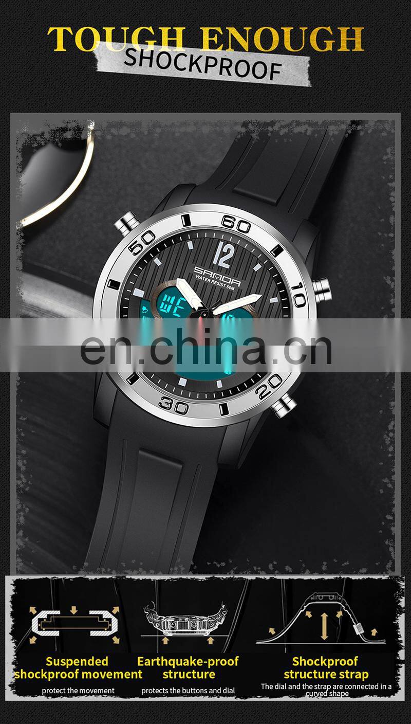 SANDA 3106 Top Luxury Military Army Sport Relogio Masculino Waterproof Digital Luxury Watch for Men