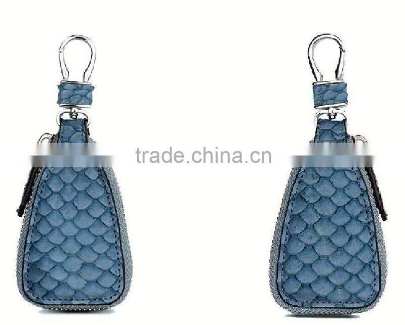 2016 Luxury colorful carp fish skin leather car key purse key holder for women key case smart key chain