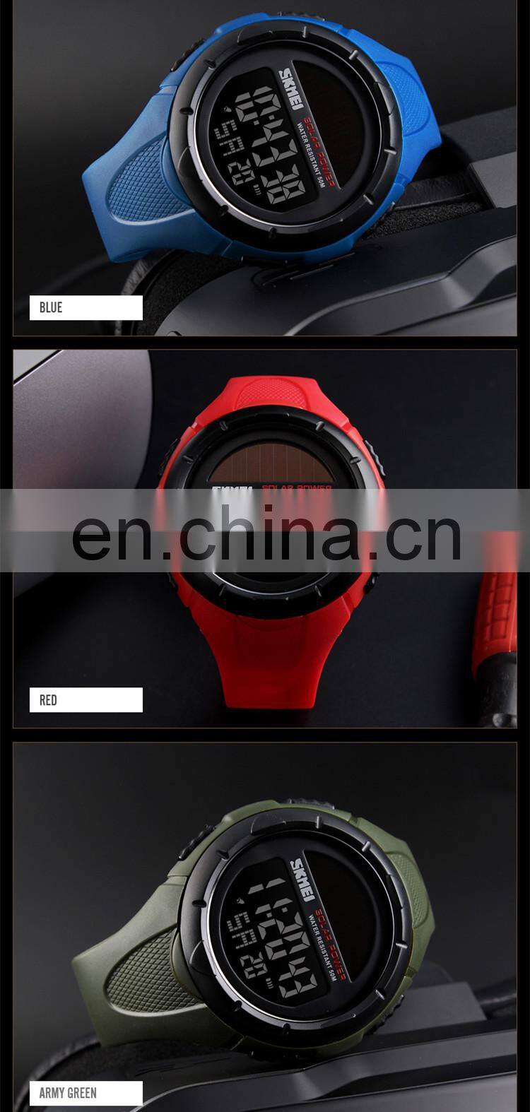 Red watch Digital skmei 1405 sport new style solar power watch