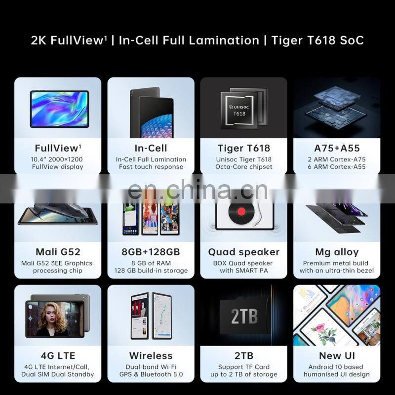 ALLDOCUBE iPlay 40 10.4 inch 4G LTE Call Tablet PC 2K Screen 8GB RAM+128GB ROMSpreadtrum T618 Android 10 Dual WiFi Tablet PC