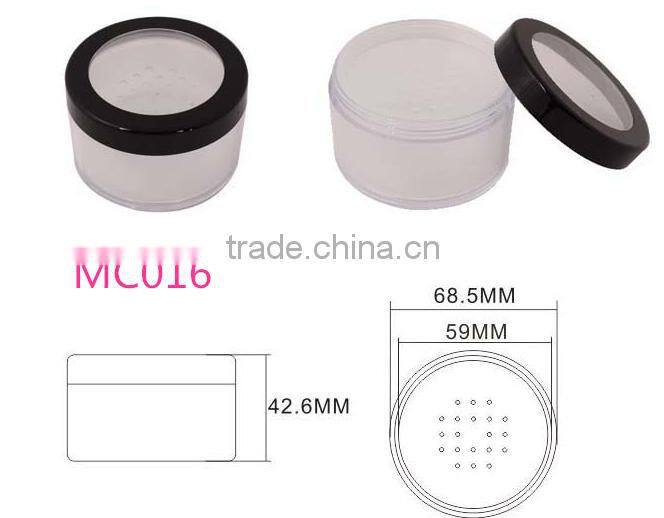 MC016 empty cosmetic loosw powder jar with window lid