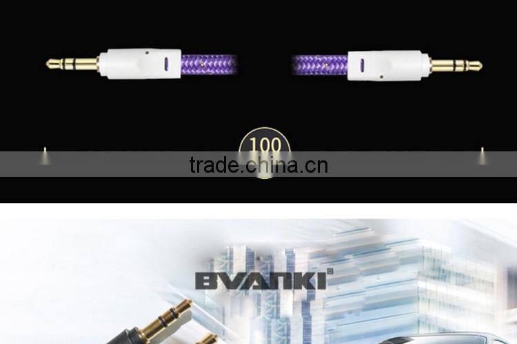 new products 2016 Quality nylon braided Aux cable 3.5mm male male colorful audio cable bulk buy from china