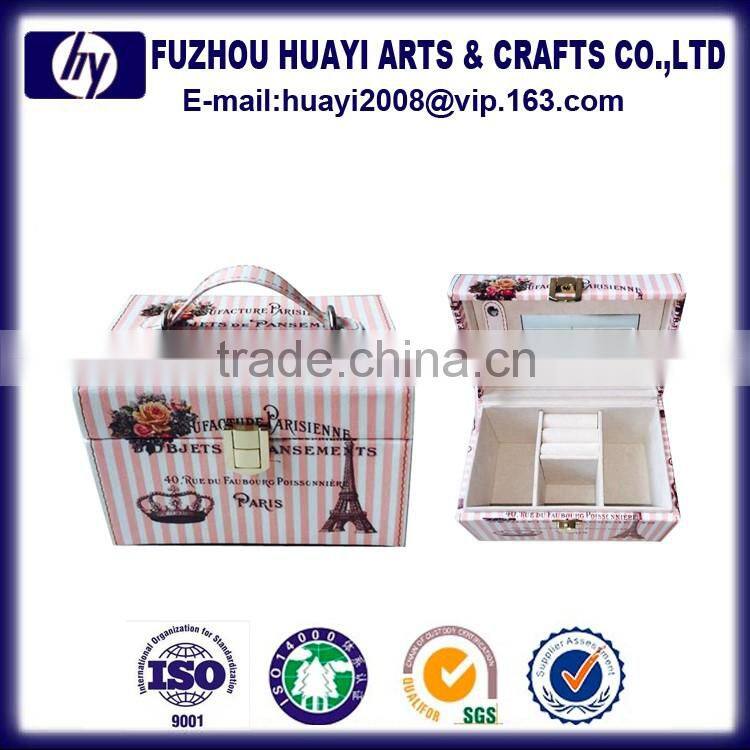 Sexy custom antique handmade pu leather velvet jewelry box with drawers