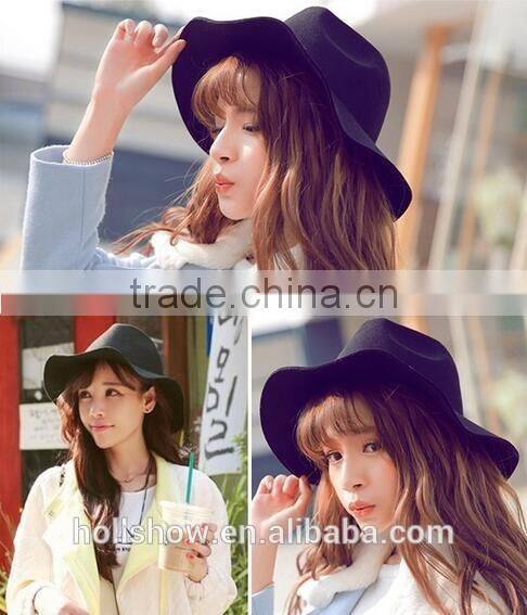 Wholesale Promotional Gift Star Style Wide Brim Wool Felt Fedora Sun Cap