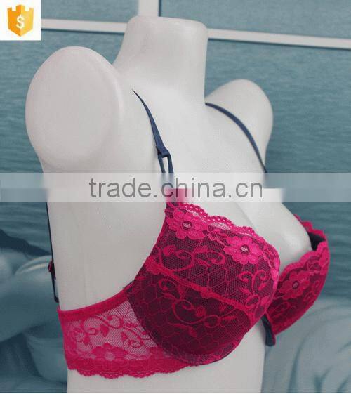 Pink full lace ladies bra,push-up sexy mature bra,women bra