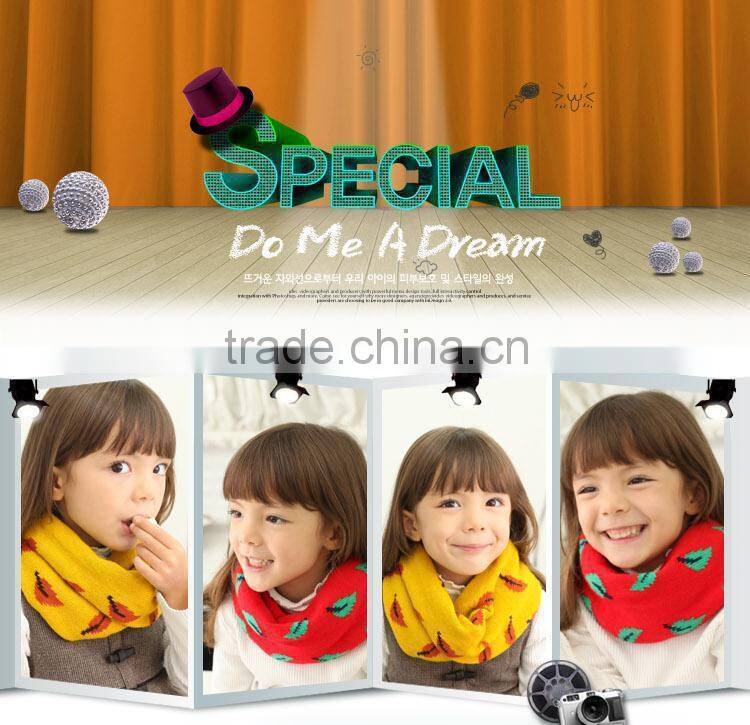 Newest Small Leaf Spreaded Fashion Cute Kids Knitted Winter Circle Loop Scarf