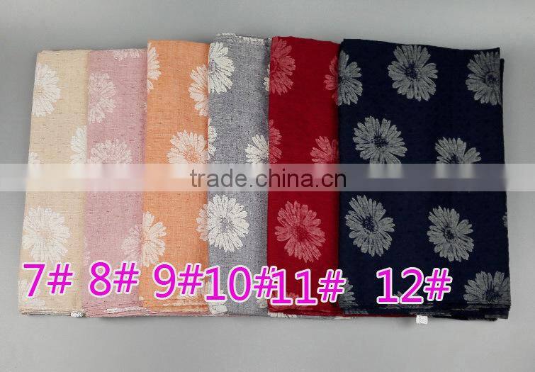 New Style Autumn Winter Sunflower Printed Cotton Linen Muslim Hijab Shawls And Scarves