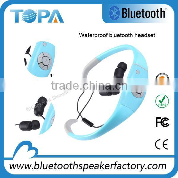 Portable stereo bluetooth waterproof headphones swim